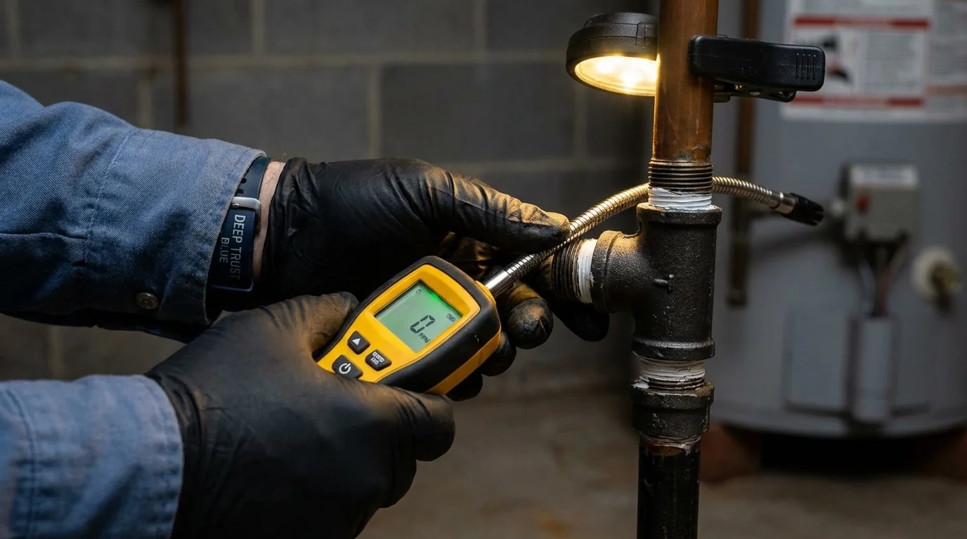 Gas leak detection with electronic sniffer by Johns Plumbing LLC in Windsor Locks